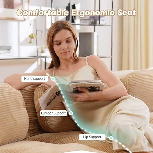 Miniatura 7 de Sofás modulares modulares sin hueso de 117 pulgadas para sala de estar, sofá comprimido de 3 plazas con asiento profundo, no requiere montaje, tela