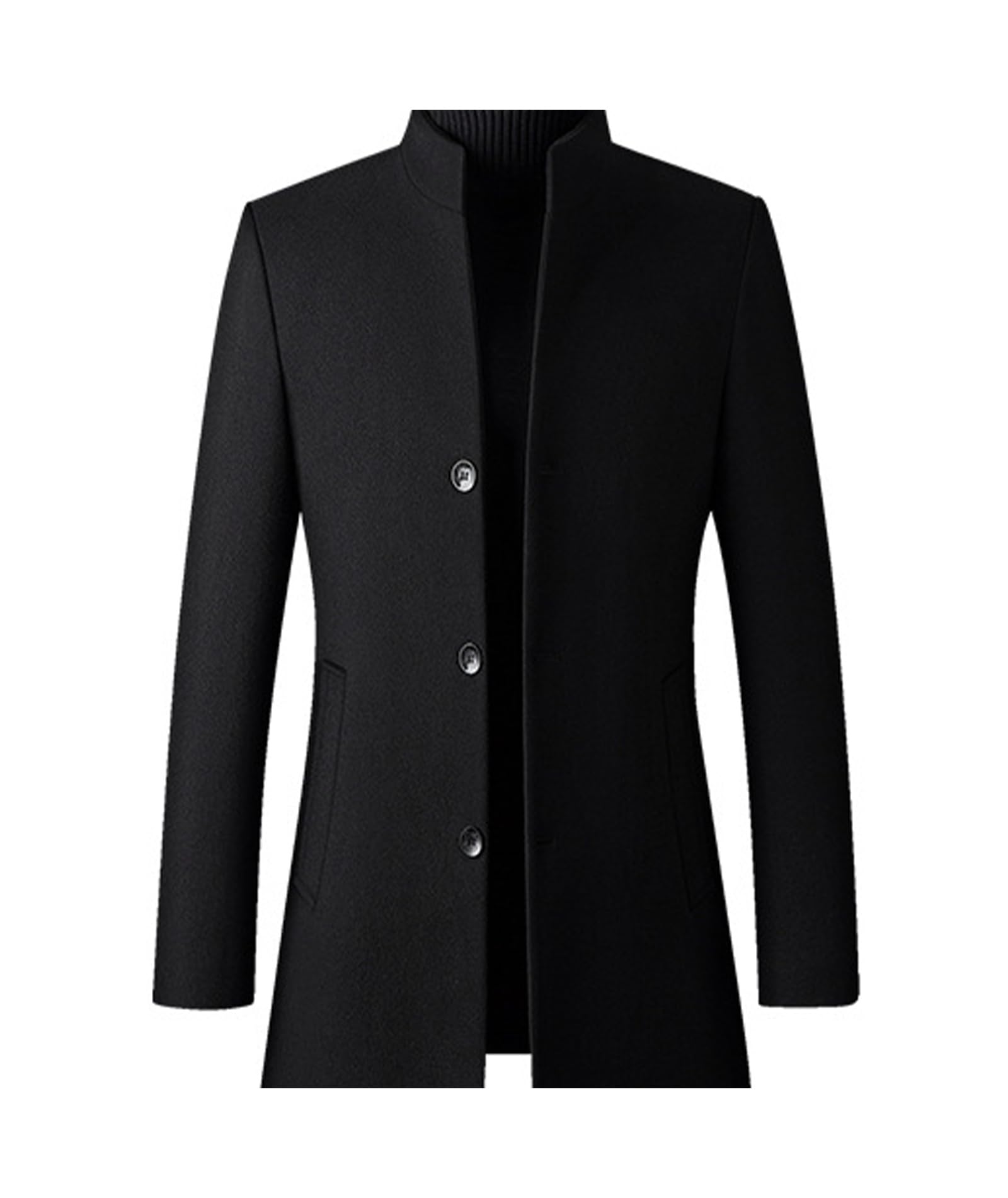 ECDAHICC Wintermantel Herren Mantel Slim Fit Lang Wollmantel Business Mantel mit Stehkragen Herren Wintermantel