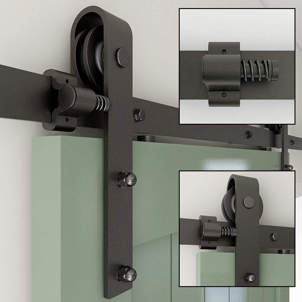 WOLFBIRD 244CM / 8FT Herraje Para Puerta Corredera Kit de granero Accesorio de armario con rodillo de riel para puerta doble