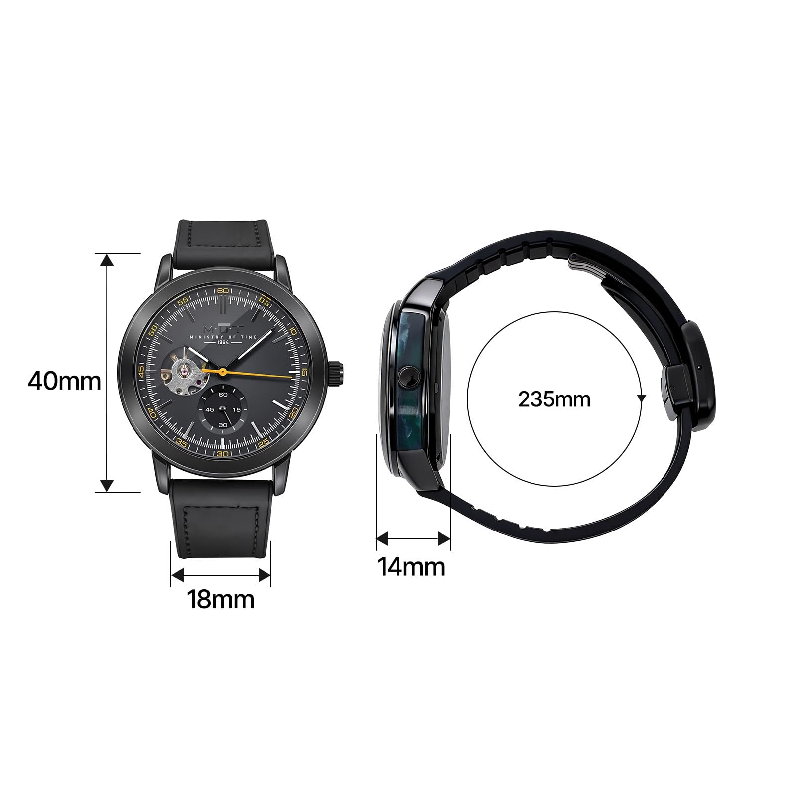 M.O.T Selection Automatic Watch - 39mm, Unisex, Open Heart Dial, Automatic Movement, Stainless Caseback, 3ATM Water Resistant – Ministry of Time - 4