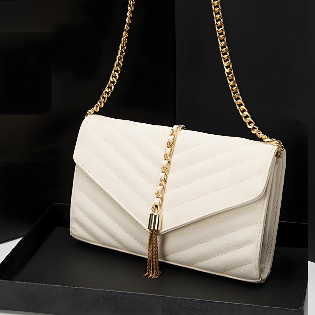 YXBQueen Woven Bag for Women Evening Purse Shoulder Bag Vegan Leather Handbags Clutch Purses
