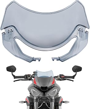 Sport Windshield Deflector Fit for Street Triple 765 RS 2020-2022, Smoke | Aggressive Racing Design, Reduces Helmet Turbulence, Chest Wind Protection, High-impact Polycarbonate, Direct Bolt-On