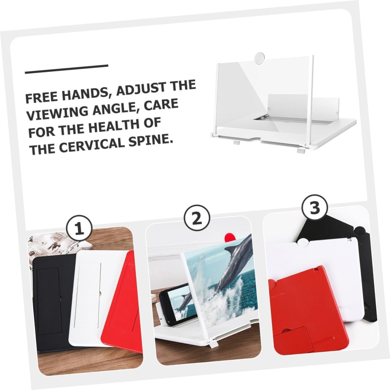 HD Screen Magnifier for Phone, Foldable Portable 3-4X Amplifier - Universal Phone Projector for Movies Games