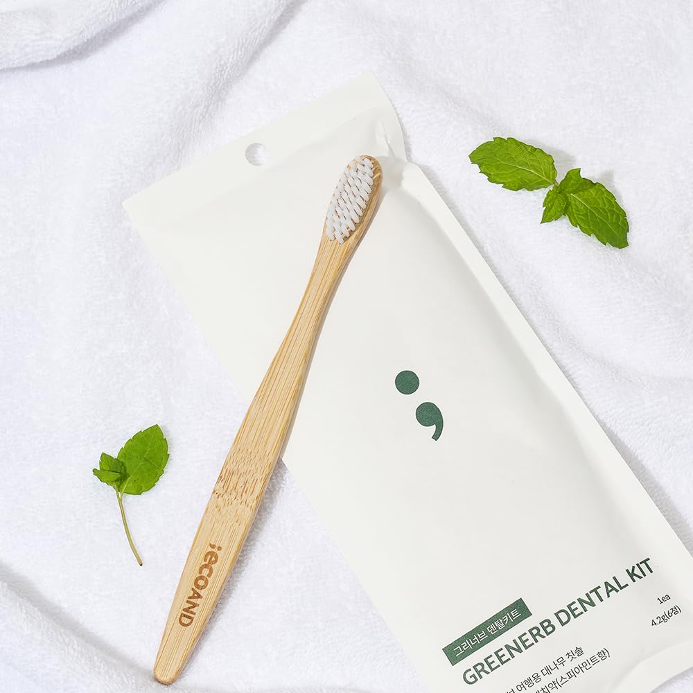 Greenerb Zahnpflegeset, umweltfreundliche Bambus-Zahnbürste und feste Zahnpastatabletten (2er-Pack) | Reise- und Zero-Waste Mundpflege-Set