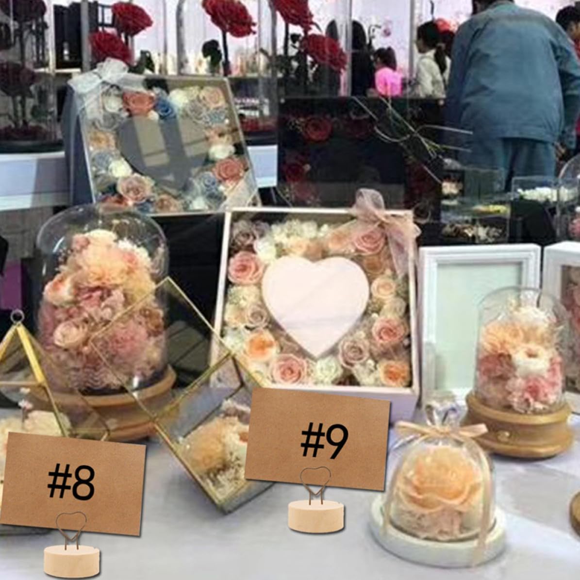 12 Pcs Heart Shape Wooden Photo Clip Holder for Party Office Xmas