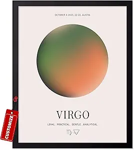Poster Master Personalized Virgo Print, Customized Zodiac Aura Poster and Canvas, Star Sign Art, Gift for Family, Loved Ones, Friends, Available in 8x10 to 30x40