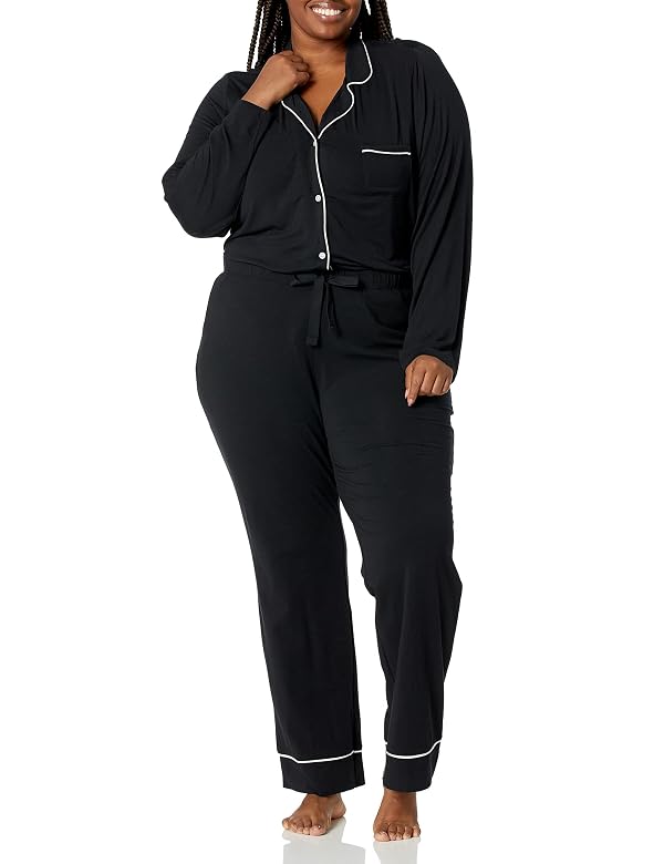 Amazon Essentials Women's Breathable Piped Nightshirt (Available in Plus Size), Black, 4X by Amazon Essentials - Used condition - Image 4