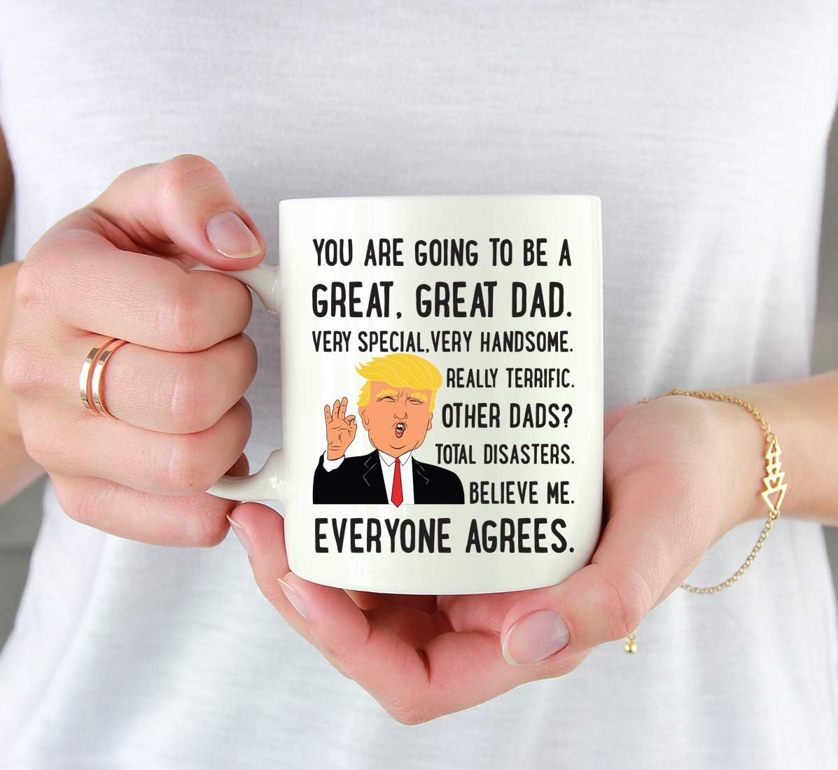 Andaz Press Baby Birth Announcement Trump 11oz. Coffee Mug Gift, You're Going to Be a Great Dad, 1-Pack, Funny President Trump Novelty Baby Pregnancy Reveal Cup Gifts Ideas