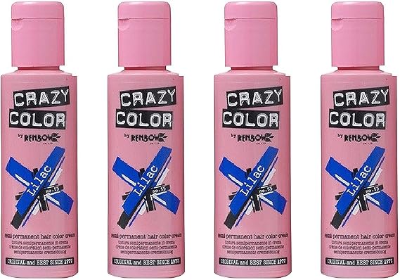 Crazy Colour Semi Permanent Hair Dye By Renbow Lilac No.55 (100ml) Box of 4
