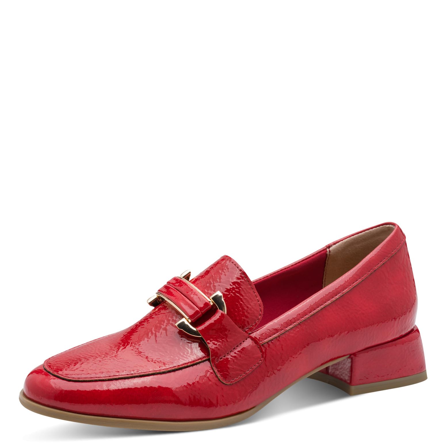 MARCO TOZZI Women's Loafers Soft Feel Me Footbed Soft Lining Vegan Shock-Absorbing Heel Vegan, red (RED Patent), 8.5 UK
