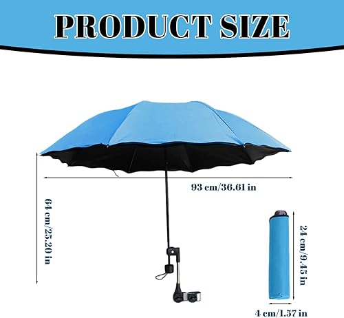 Miniatura 4 de Sombrilla para silla de playa, sombrilla con abrazadera ajustable, protección UV, impermeable, plegable, portátil, para patio, campamento, silla de