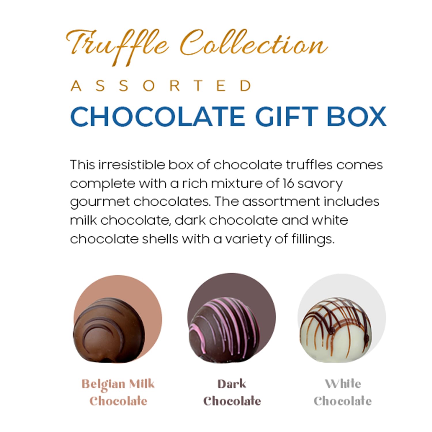 CRAVINGS BY ZOE Gourmet Chocolate Truffle Birthday Gift Box | 16 Count | Assorted Gourmet Milk & Dark Chocolate Candy Food Gift Basket Anniversary, Birthday, Get Well, Holiday, Thank You Present
