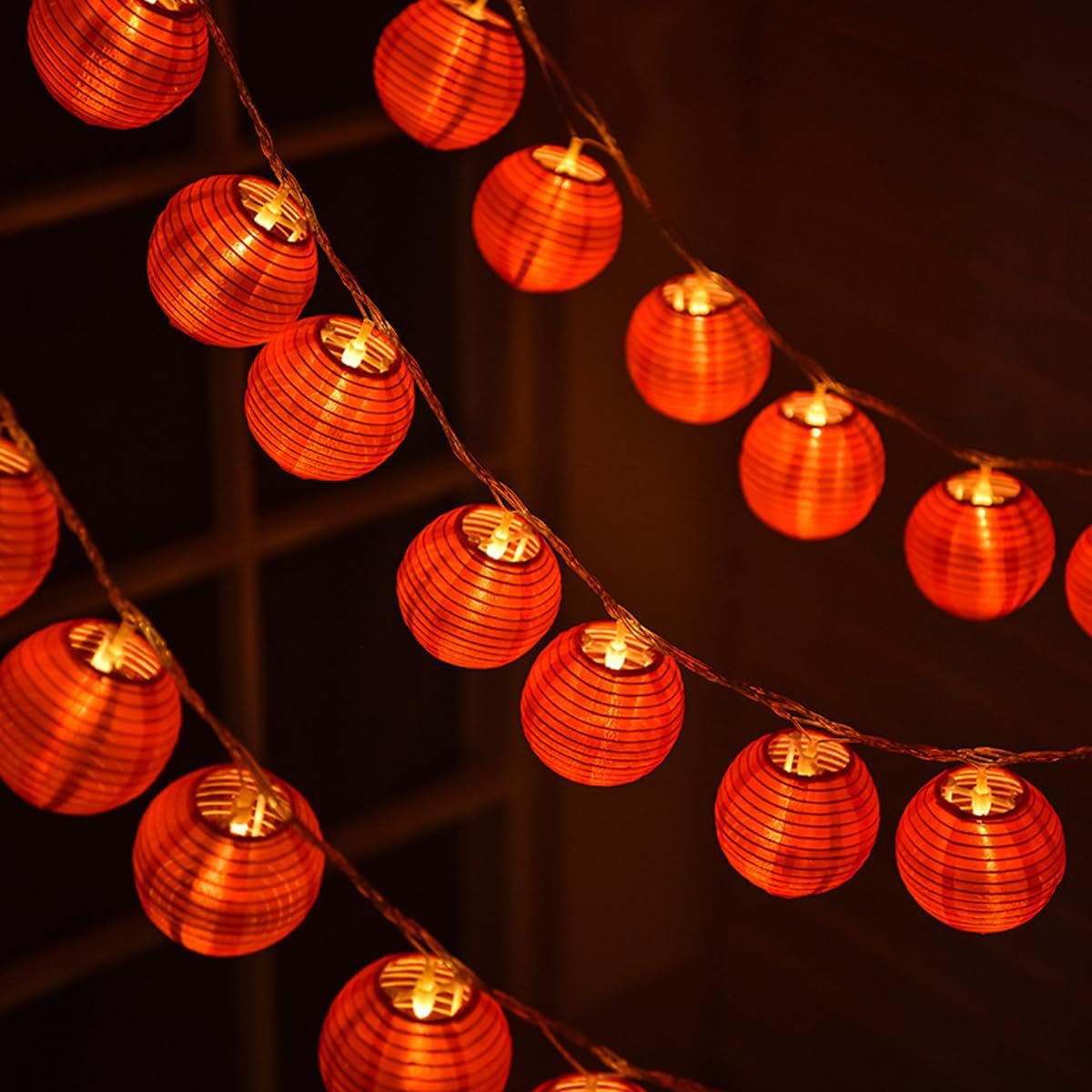 Red Lantern String Lights 33ft/10m 100 LEDs Hanging Lanterns Plug-in String Lights with Remote Control for Chinese New Year,Spring Festival,Wedding,Party Decoration,Christmas