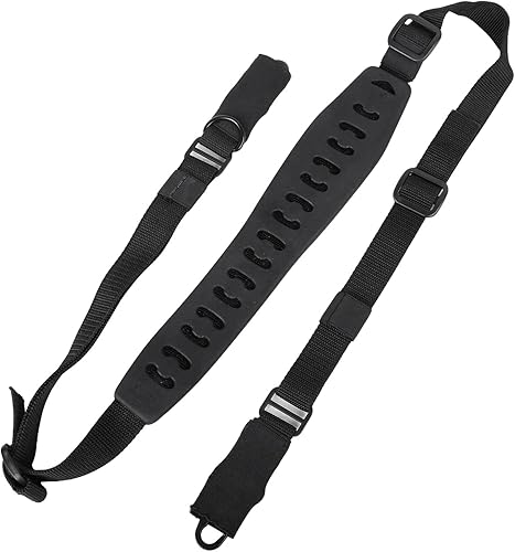 Eslinga de rifle de dos puntos con ajustador de longitud, honda tradicional con gancho de metal (negro)