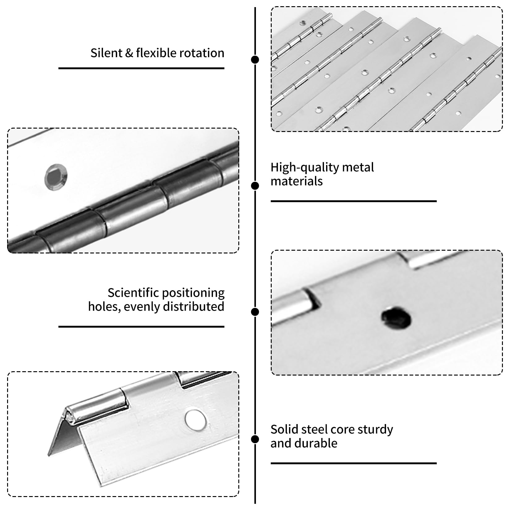 LOPYXBR Klavierband Edelstahl - 6 Stück 30cm Scharniere Mit Schrauben