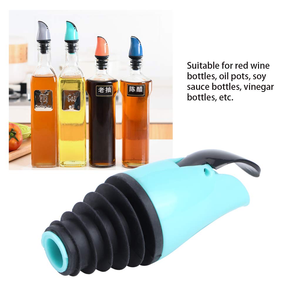 Boquilla Aceitera, 2 Piezas Boquillas de Aceite de Oliva, Boquilla Dispensadora de Aceite, Vertedor para Botellas con Tapón Anti Goteo para Bebidas, Cócteles, Vinagre y Vino, Silicona y ABS, azul