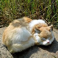 Realistic Orange Bicolor Sleeping Cat Figurine - Furry Kitten Statue, Lifelike Kitty Home & Office Decor, Collectible Gift, Photo Prop