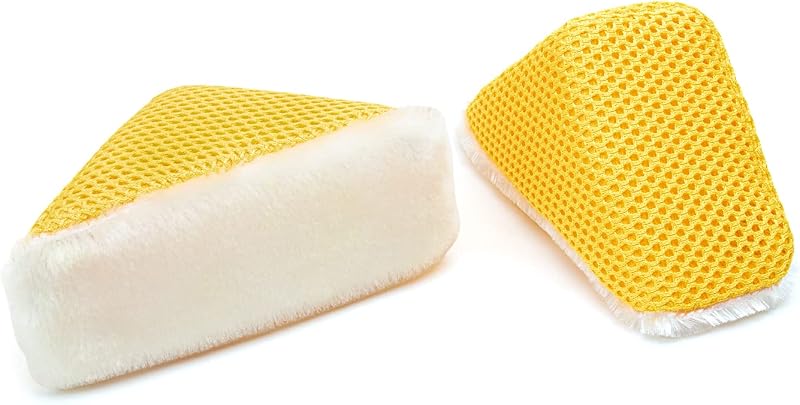 Autofiber Scrub Ninja Escova em Cunha para Limpeza Automotiva de Couro, Plástico, Borracha e Vinil Branco/Dourado – Pacote com 2