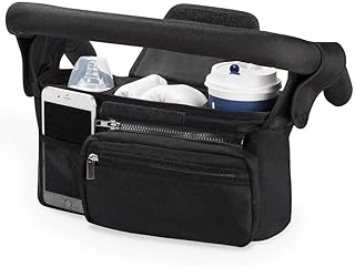 Universal Stroller Organizer Bag with Insulated Cup Holder, Detachable Phone Bag, and Shoulder Strap - Fits Most Strollers Including Uppababy, Baby Jogger, Britax, BOB, Umbrella, and Pet Strollers - Keep Your Baby Essentials Handy While On The Go!
