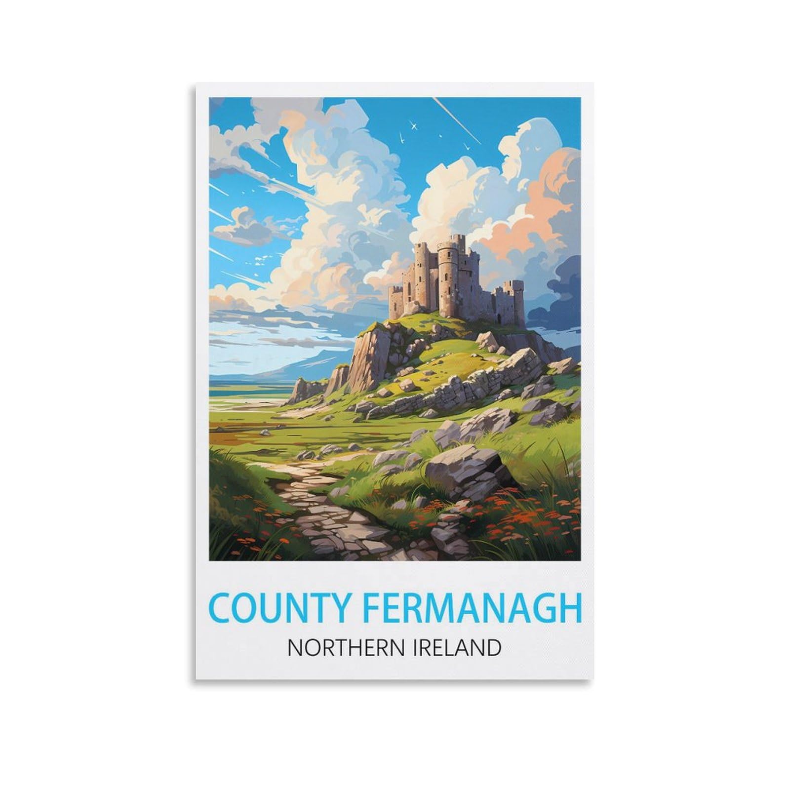 Metal Tin Sign,County Fermanagh Northern Ireland,Metal Wall Decorative Tin Signs for Home Kitchen Bar Coffee Shop Club Orchard Decoration 30x30cm