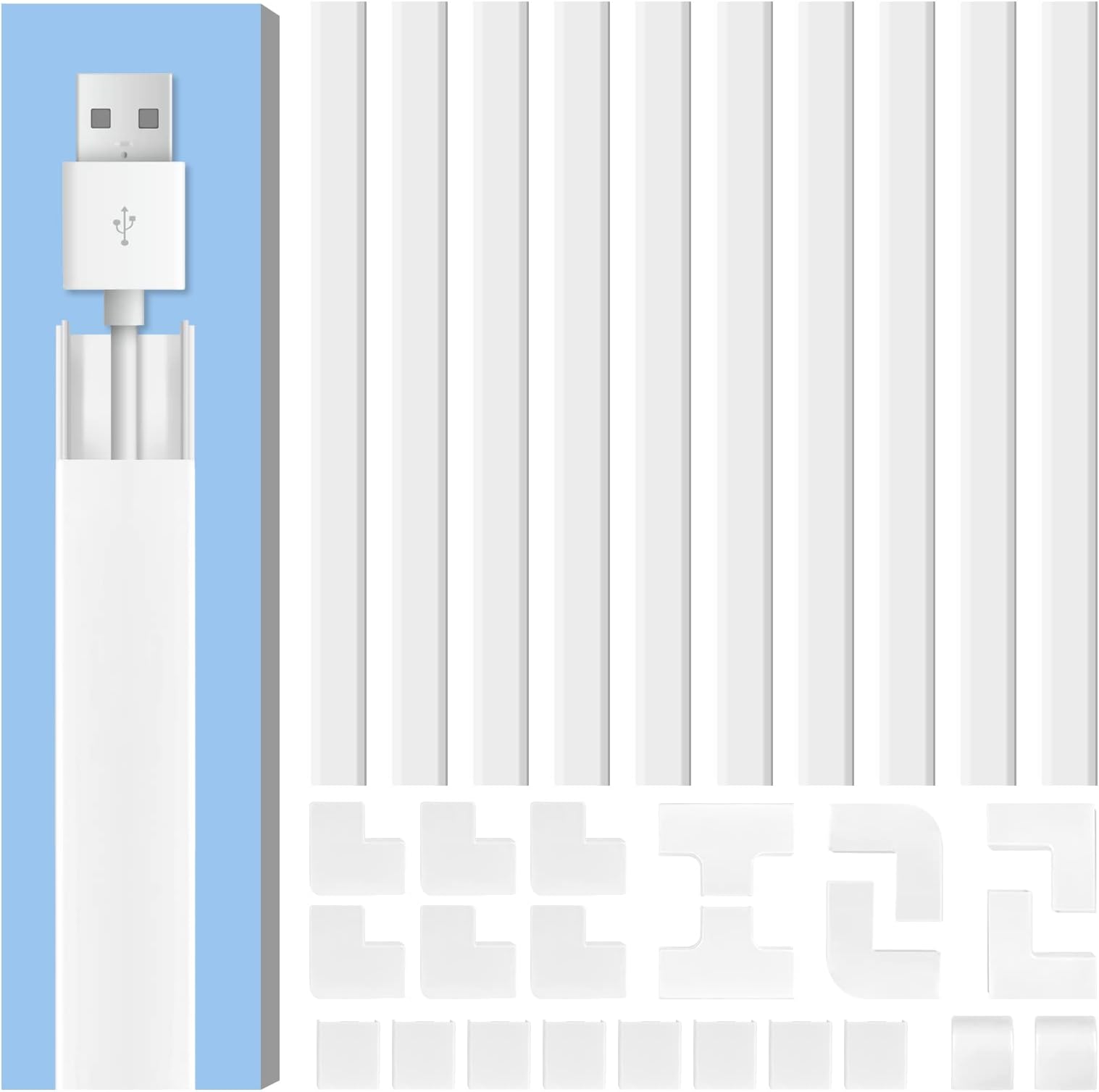 Cable Concealer 157 inches, Cord Hider Paintable, TV Wire Hiding Kit