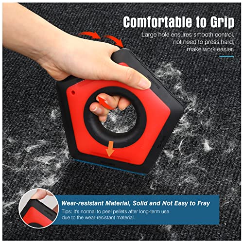 Image of VavoPaw Pet Fur Remover - Multifunctional Brush for Car Interior, Couch, Carpet, Sofa, Furniture, Lint Removal, Red