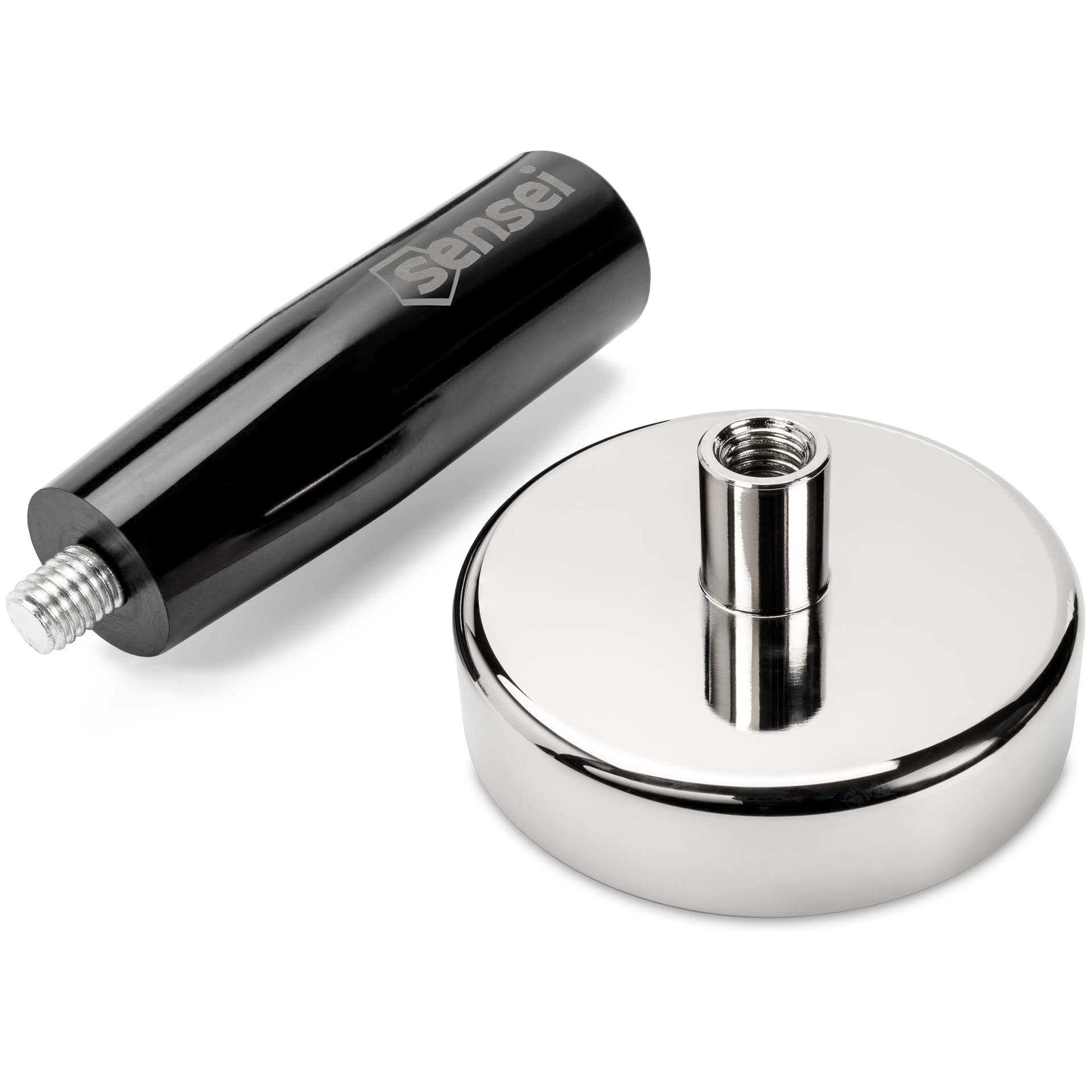 SENSEI® Magnete al Neodimio Potente con Manico – Ø 60 mm, Forza di Attrazione 150 kg, Calamita Filettata M8 per Officina e Industria