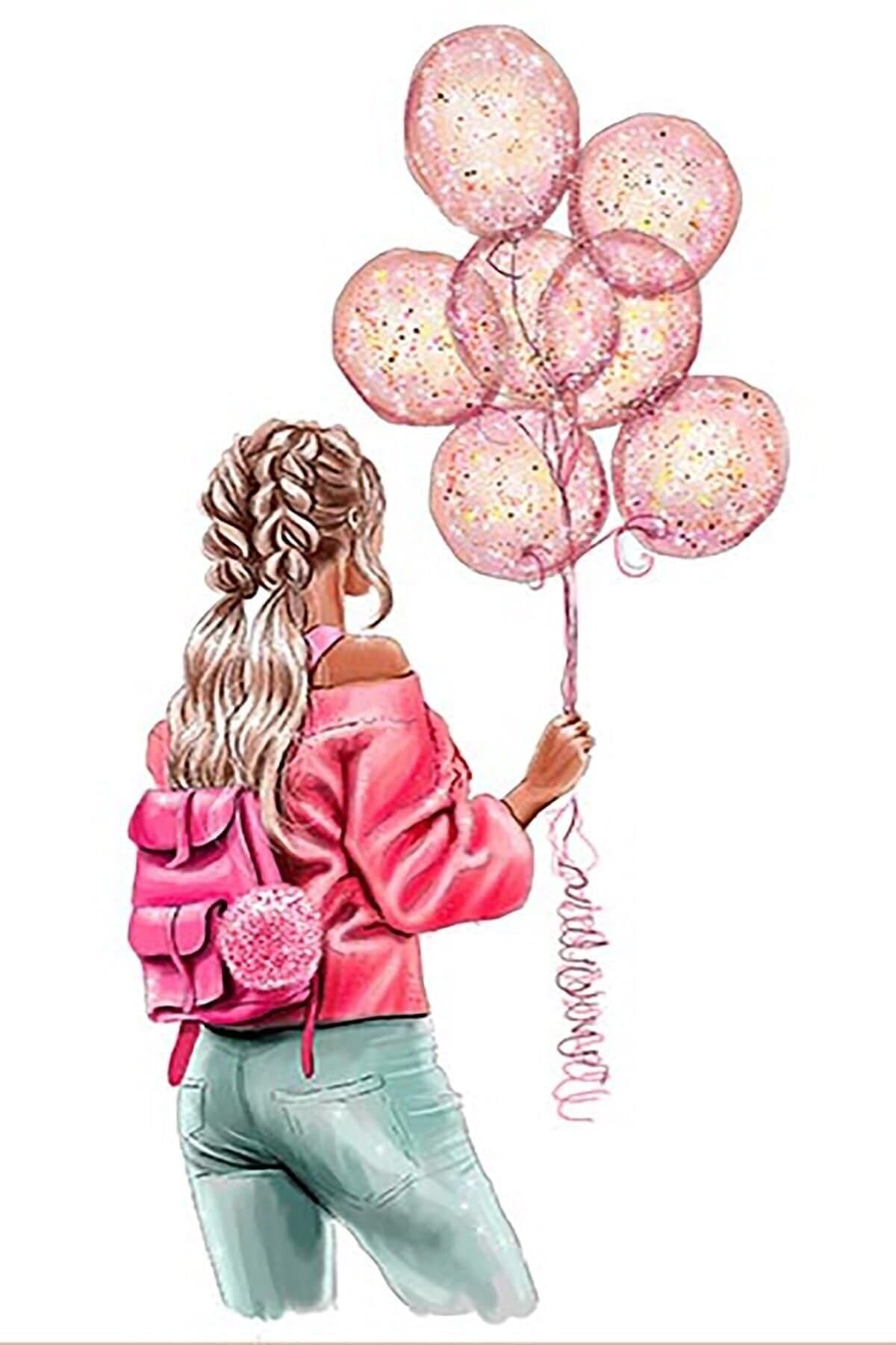 Pelangi Genç Kız Balon Desenli Çiçekli Halı Dijital Baskı Yıkanabilir Kaymaz Taban Kız Çocuk Odası Halısı, Renkli 80 x 200