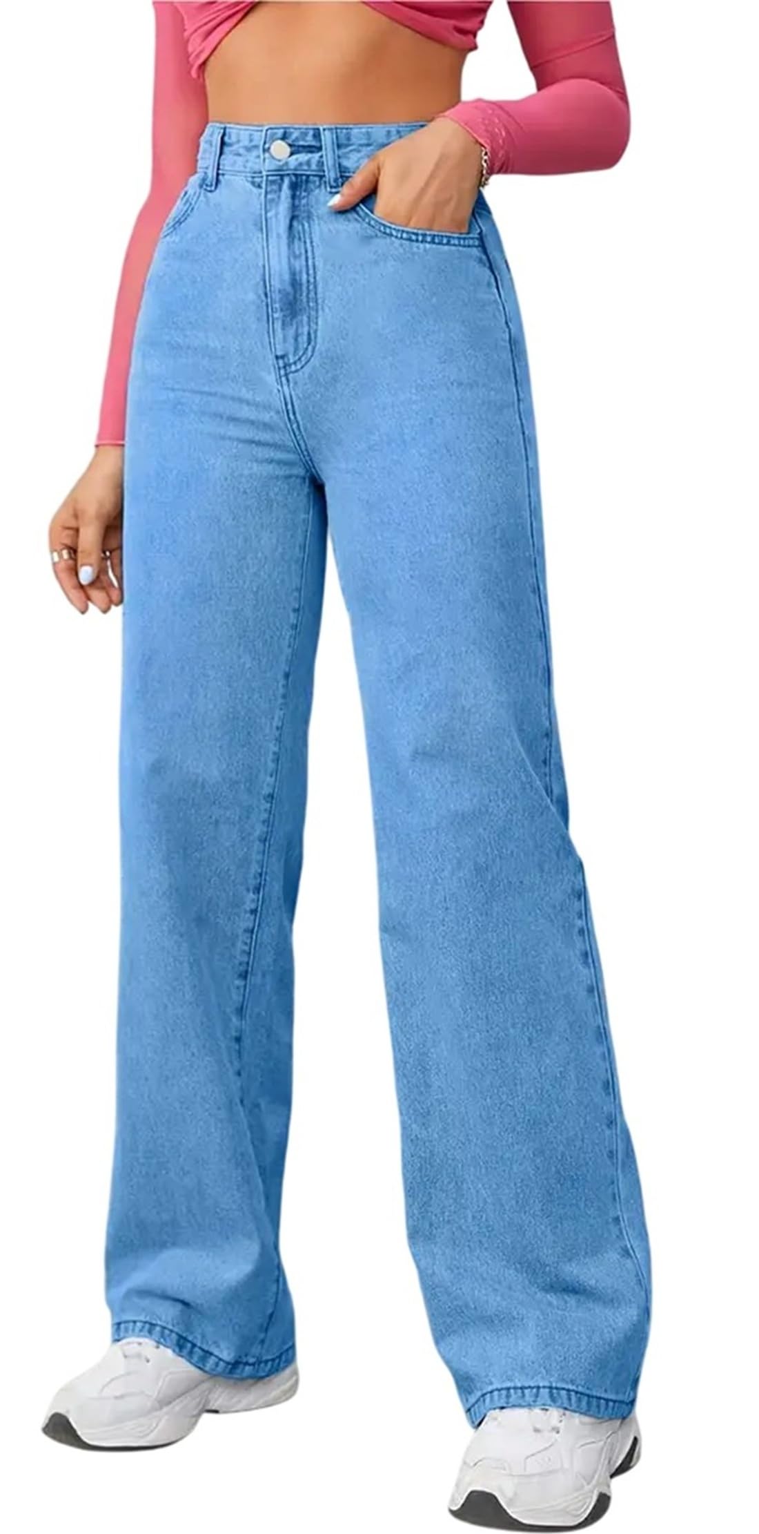 ADBUCKS Vaqueros de corte recto para mujer