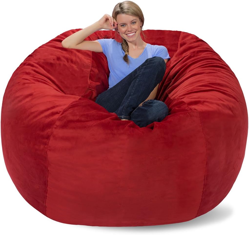 COMFY SACKS6 ft Memory Foam Bean Bag Chair, New York Red Pebble