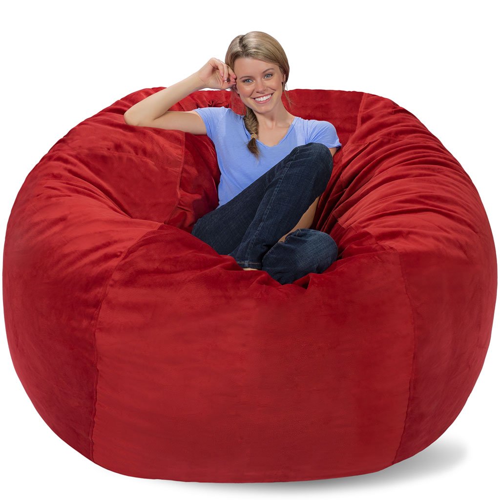 COMFY SACKS6 ft Memory Foam Bean Bag Chair, New York Red Pebble