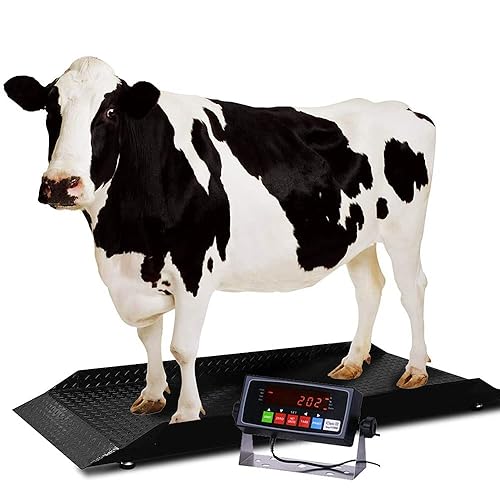 PEC Scales Large Farm Animal ScaleDigital Livestock Weighing Equipment, Capacity 4000 x 1 lb for Cattle, Horse, Goat, Cow, Alpaca, etc. (84x30)