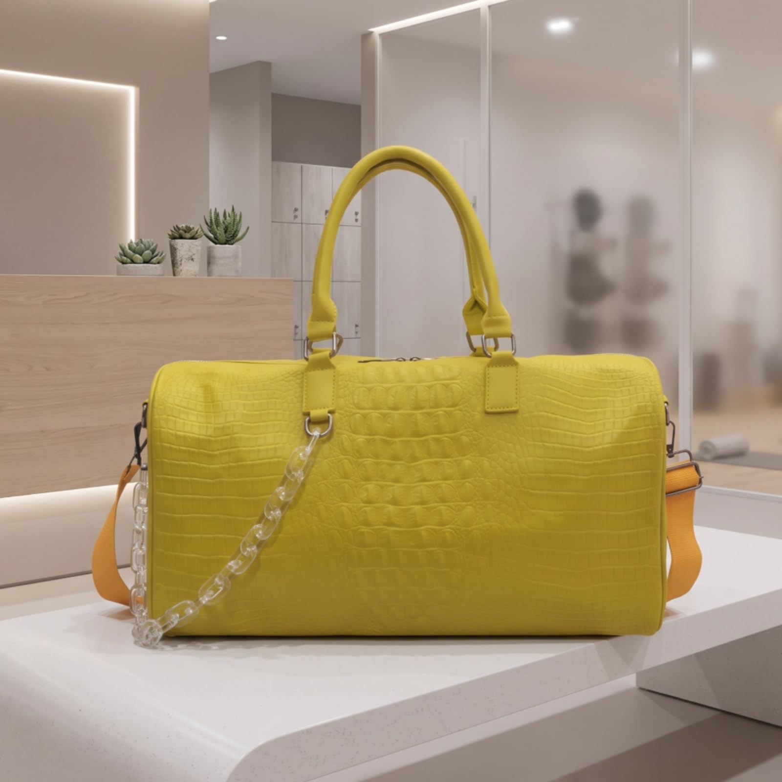 Borsa da Cilindrica Spaziosa, Giallo, Giallo