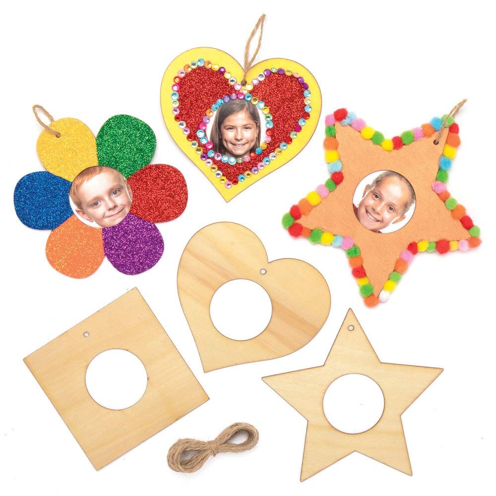 Baker Ross AT930 Wooden Photo Frame Blanks - Pack of 10, for Kids Arts and Crafts Projects