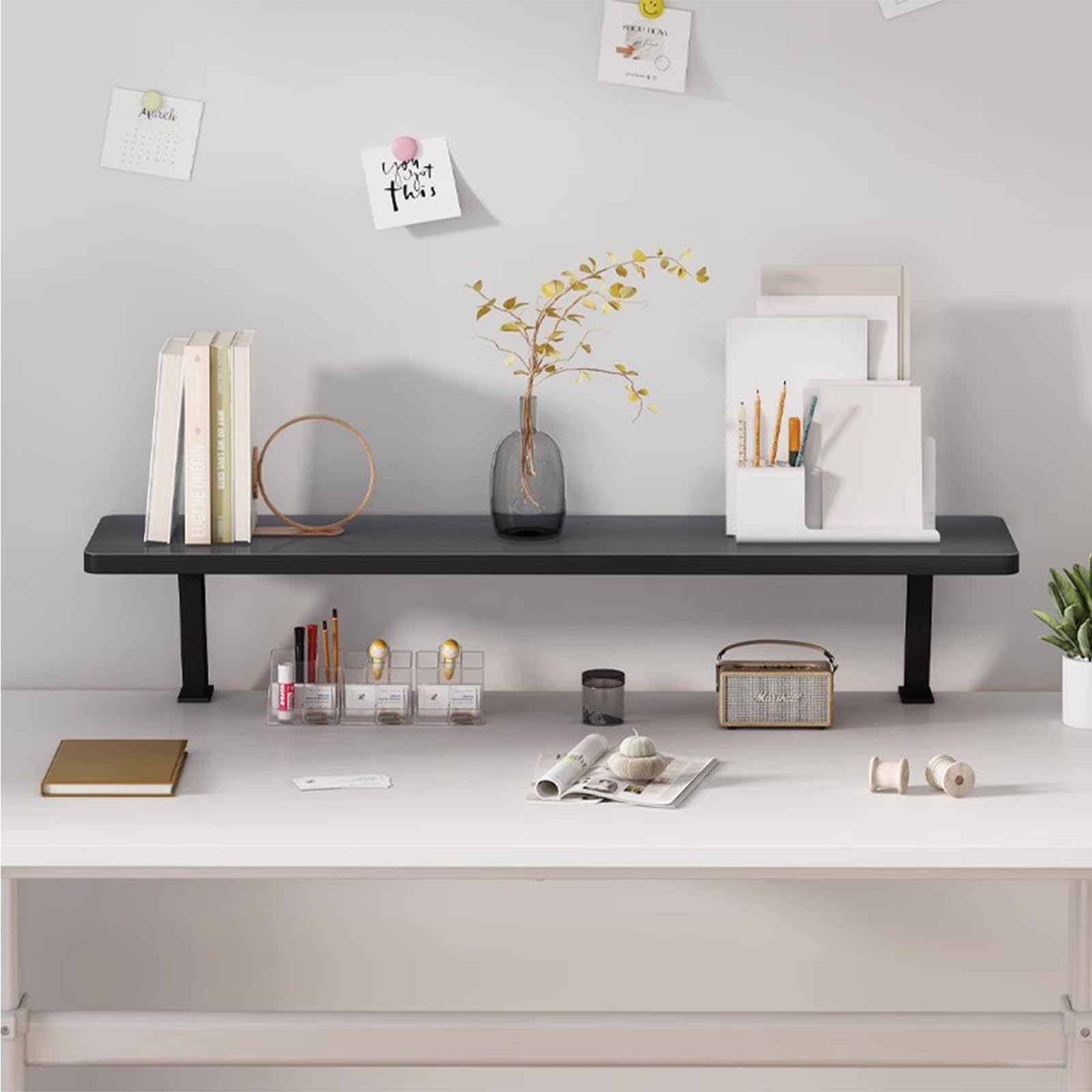 KUHEITAER Clamp On Organizer Shelf, Extension Side Table, 23 Inch Extender, Adjustable Top Organizer, Above or Below Desk Placement