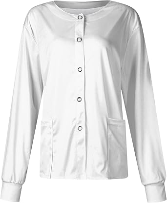Printed Scrub Jackets for Woman Print Long Sleeve Plus Size Womens Scrubs for Women Nursing Jacket with Pockets