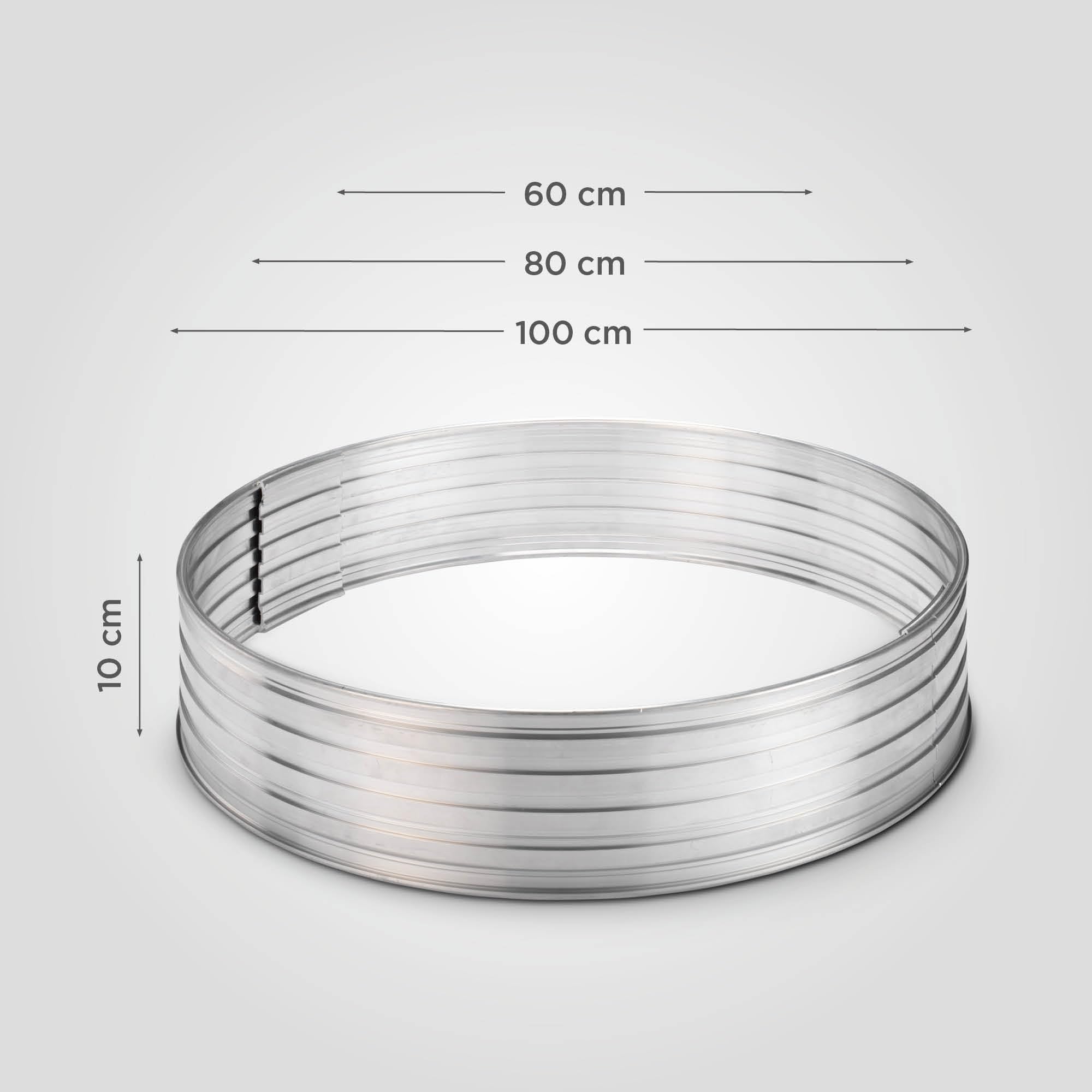 blizz-z terraflex Baumeinfassung rund Aluminium Höhe: 10 cm, Ø60 cm, 1 Set (2X Halbkreise, 2X Stoßverbinder) | Baumring-Set, Kreis Rasenkante, Mähschutz | Made in EU