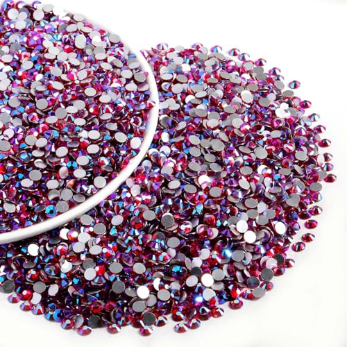 Image of Beadsland Flat Back Crystal Rhinestones Bulk, Light Siam AB, SS20, 14400pcs | Flatback Glass Gems for Nails Crafts Clothes DIY Decoration, Glue Fix, 4.6-4.8mm,Light Red AB