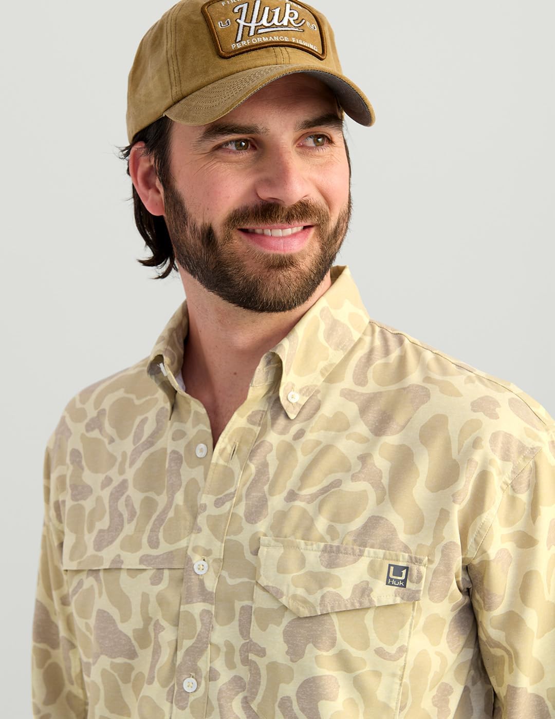 HUK Men's Tide Point Long Sleeve Shirt, Fishing Button Down