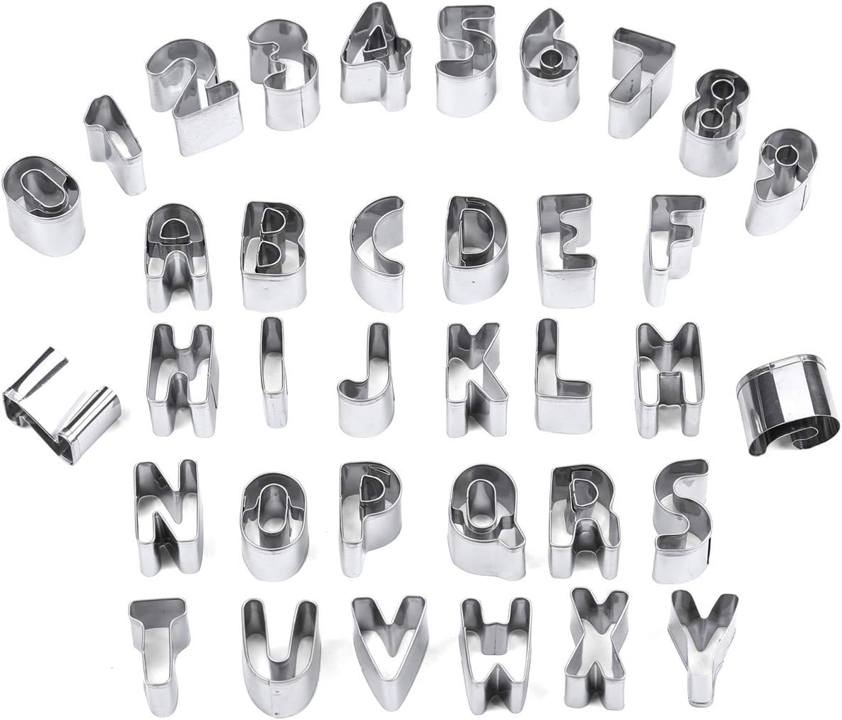 KAISHANE Stainless Steel Cookie Cutters Letters Numbers Alphabet Cutters for Cake Decorating with Storage Box Set of 41