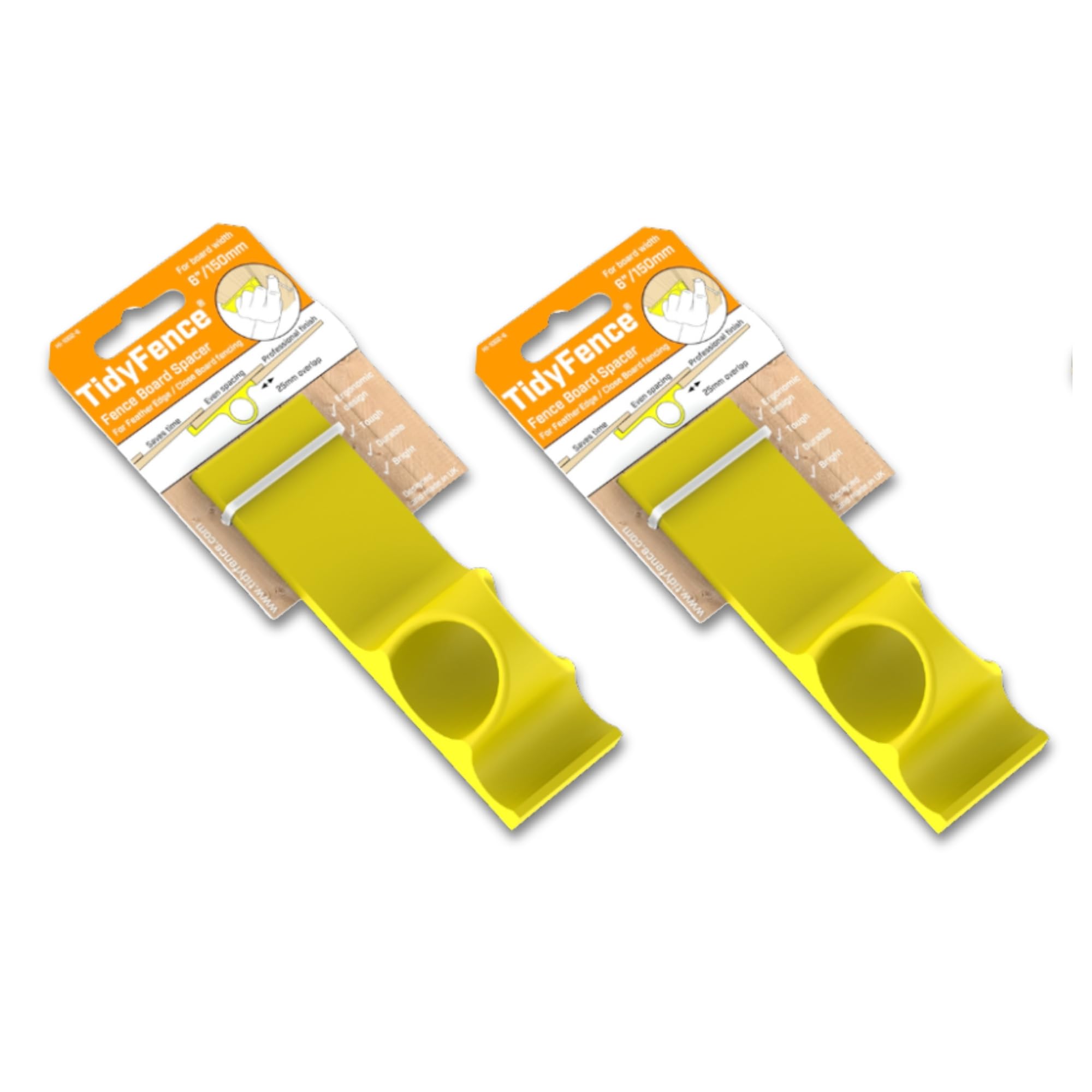 TidyFence - Professional Standard Fence Board Spacer for Feather Edge and Close Board Fence Building (for 6" (150mm) Boards - Pack of 2) โ image 1