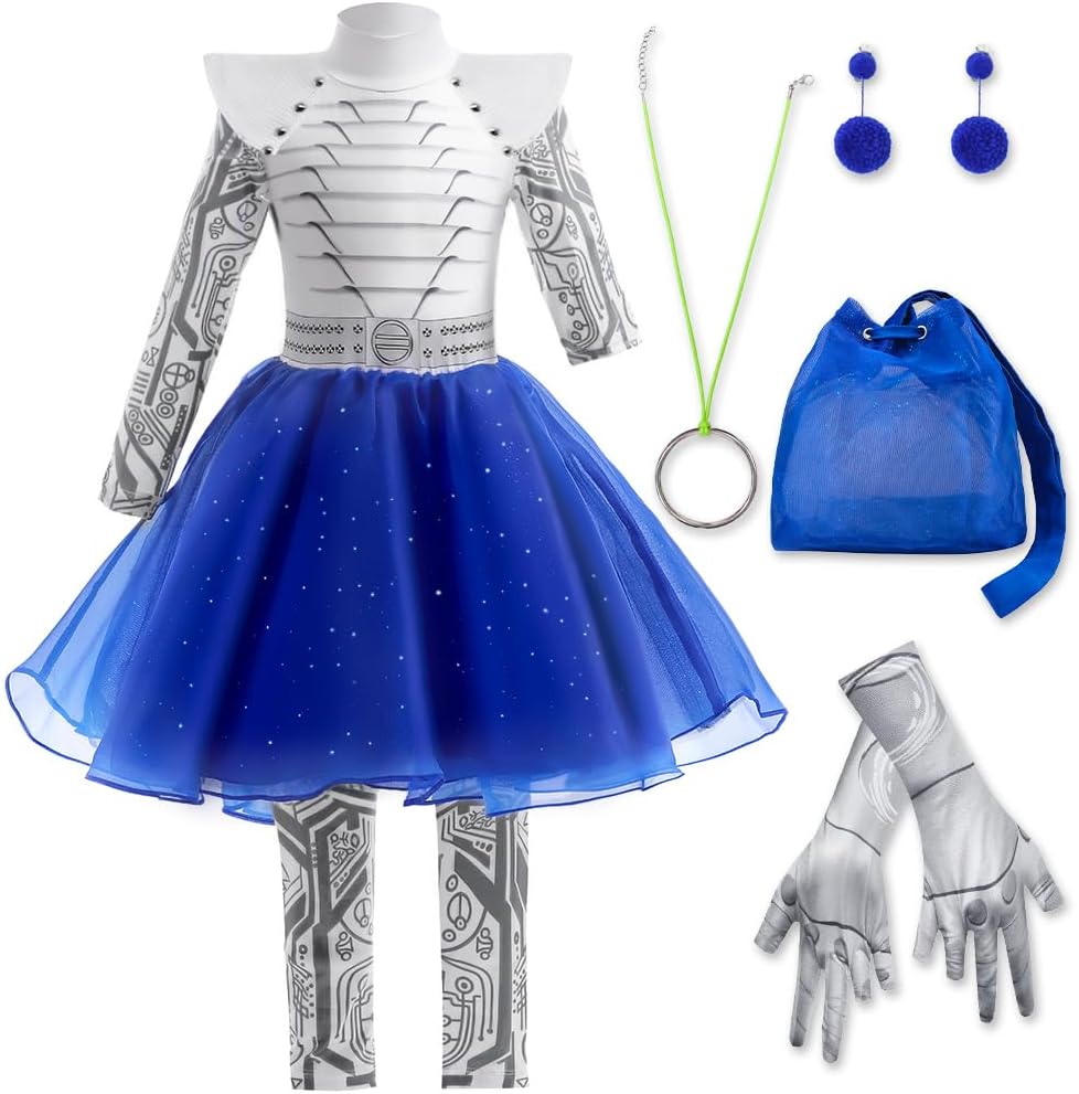 LZH Zombies Cheerleader Costumes for Girls Alien Costume Toddler Cheerleading Dress Halloween Birthday Party Cosplay