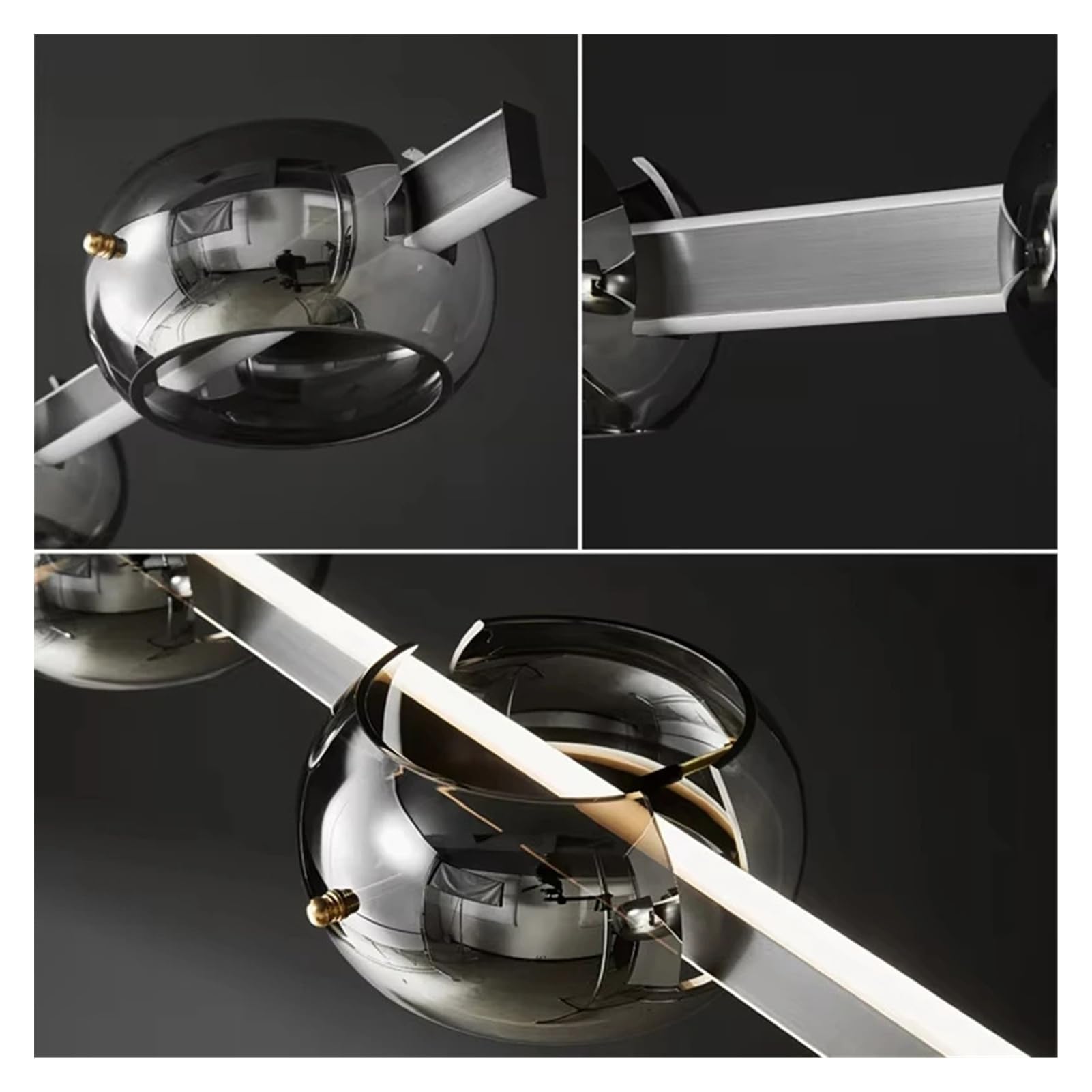 Lampa wisząca LED do sypialni, oświetlenie wewnętrzne żyrandol, żyrandole, lampy sufitowe do dekoracji salonu (4 głowice, ściemnianie)