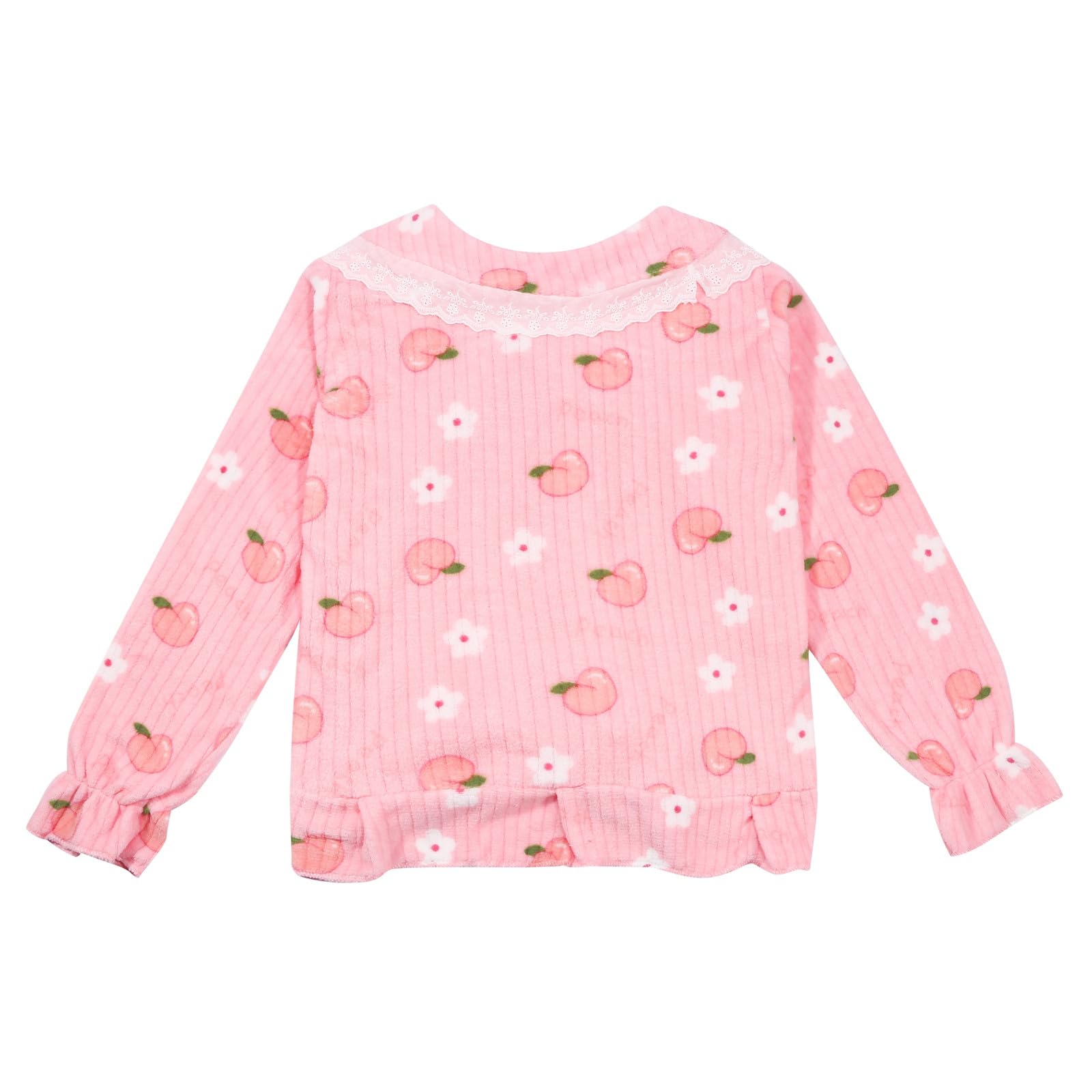 Pigiama da donna in peluche, 2 pezzi, svasato, soffice, flanella, carino pigiama per coppie, caldo, pesante, girocollo, personalizzato, comodo, pigiama comodo, set morbido pigiama per notte