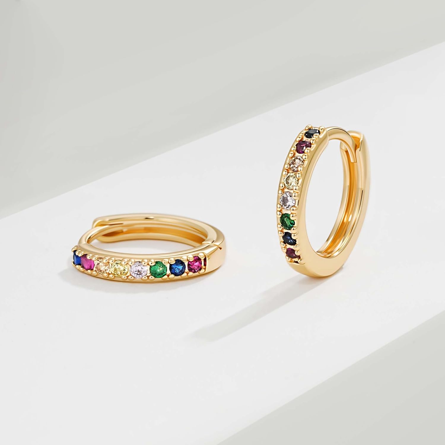 VACRONA Gold Hoop Earrings Huggie for Women Cubic Zirconia 14k Gold Plated Small Huggie Hoops Earrings Hypoallergenic Jewelry Gifts - Image 5