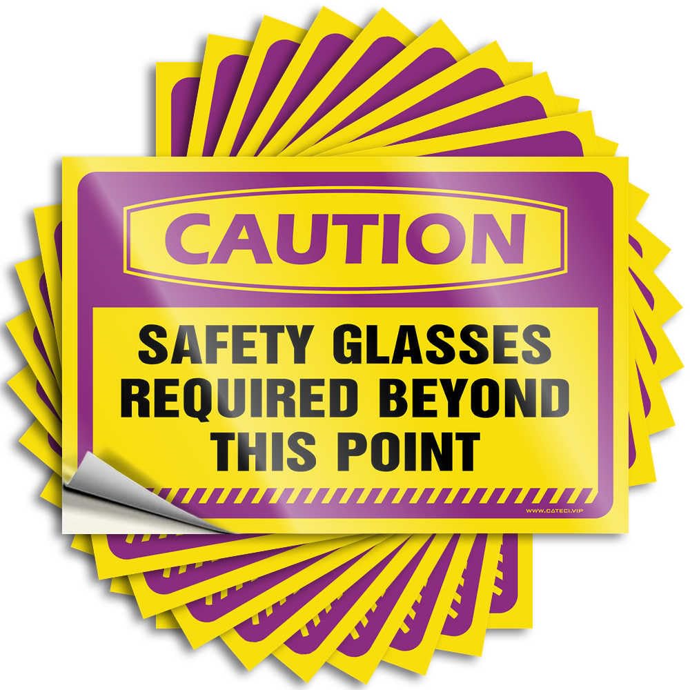 Roll, Decal Hunting Hat Caution Safety Glasses Required Beyond This Point | Plastic Waterproof Vinyl Stickers(6X9CM)