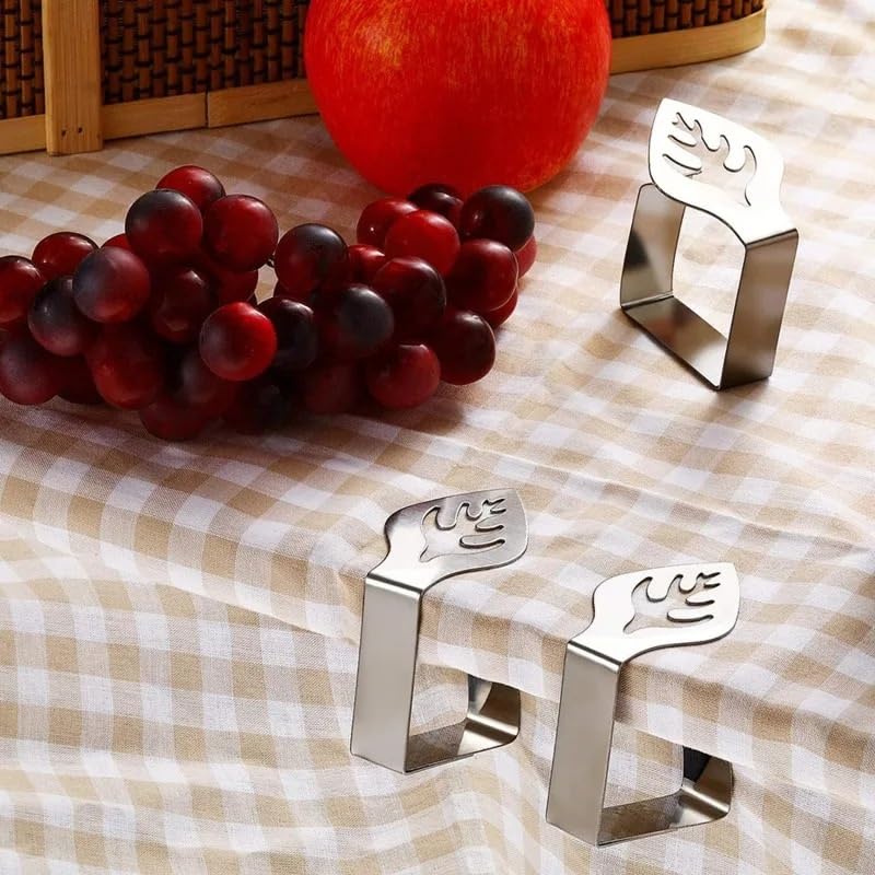 Klipsy do obrusów, Wielokolorowy zestaw 4 klipsów do obrusów w kształcie liści ze stali nierdzewnej(D Butterfly 4pcs)