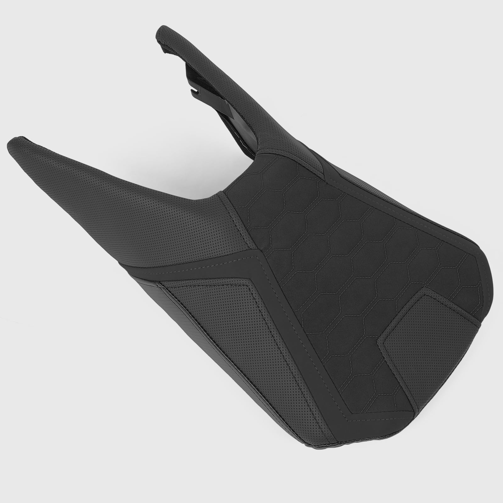 WOOGA Coussin de siège de Passager Avant et arrière de Moto, Cuir synthétique de Capot adapté pour K&T&M Duke 390/125/250 Accessoires 2017-2023 (Avant Noir-Plus Haut 15MM)