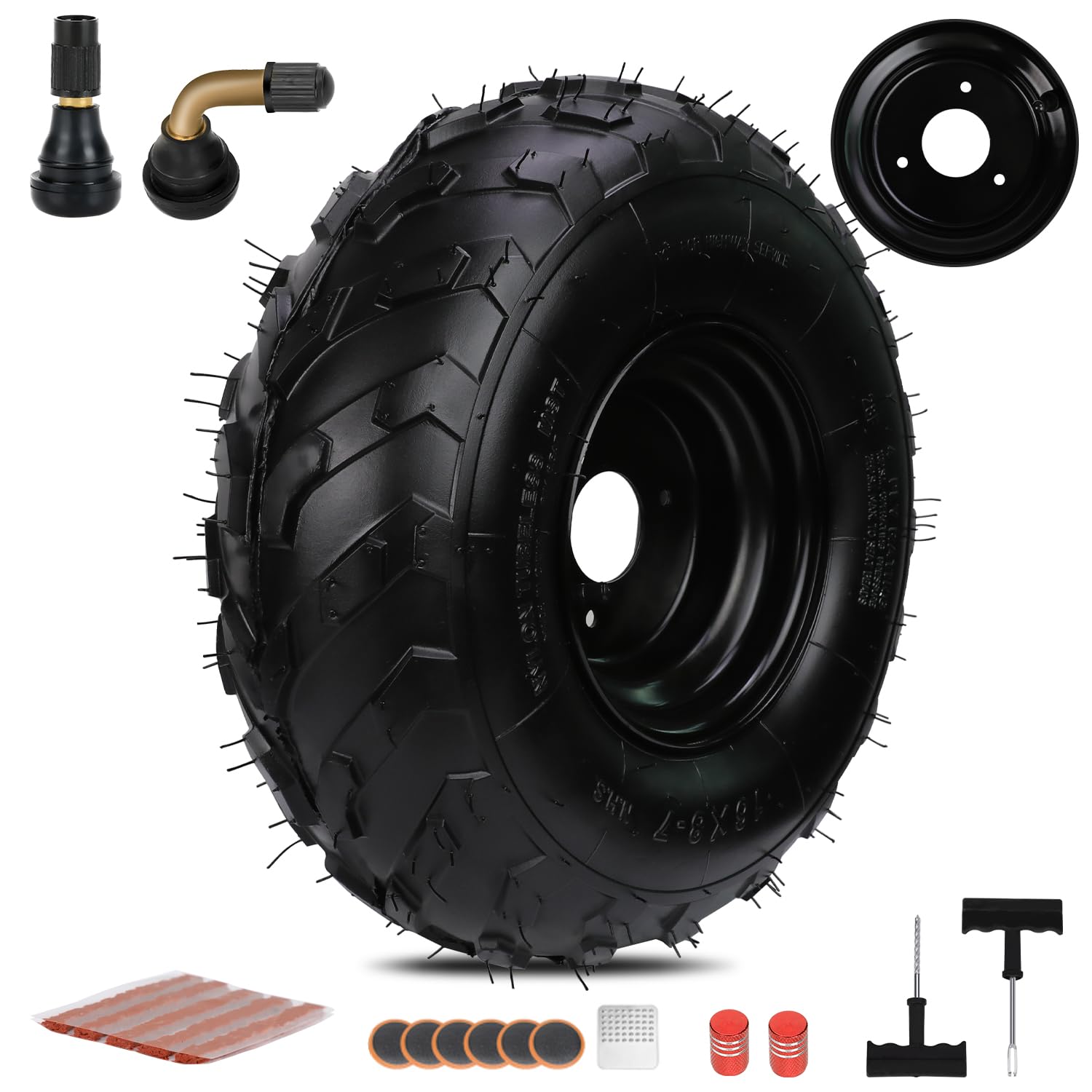 EOPOAYI 16x8-7 ATV Tires with Rim 3 lug Replacement for Coolster 110cc 125cc 150cc ATV Quad 4 Wheeler, 16x8-7 Wheel for Kazuma Roketa TrailMaster Go Kart Cart Lawn Mower All-Terrain Parts
