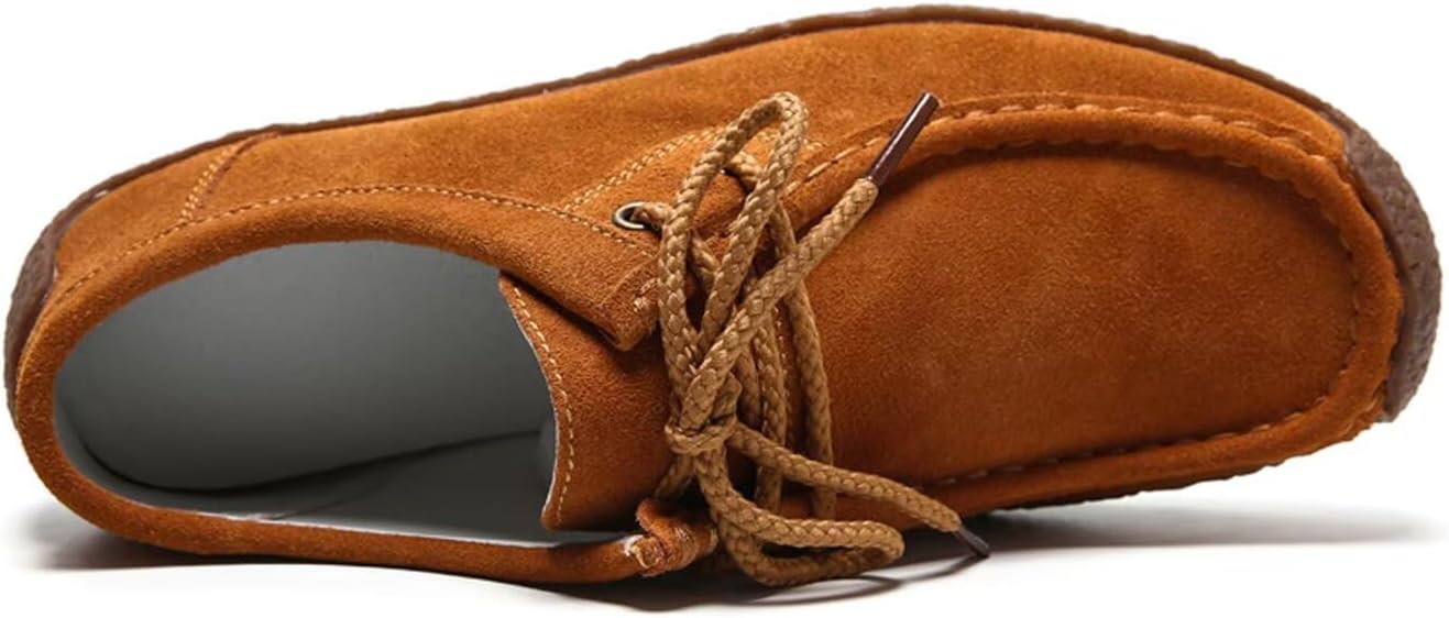Sunporx Womens Suede Oxford Shoes Lace Up Comfort Casual Cowhide Square Toe Driving Moccasins Slip On Bowknot Penny Flat Loafers - Image 5